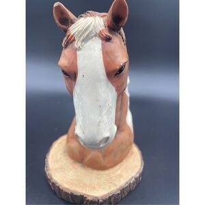 Vintage Horse Head Bust Book End Hand Painted Art Sculpture